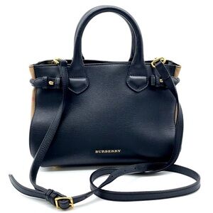 Burberry Black Leather Small Banner Tote